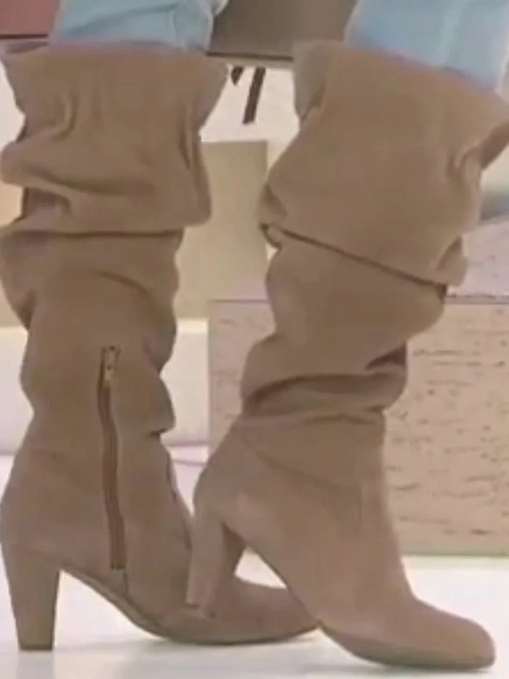 Hot in Hollywood Slouch Over-the-Knee Boots in Taupe NIB